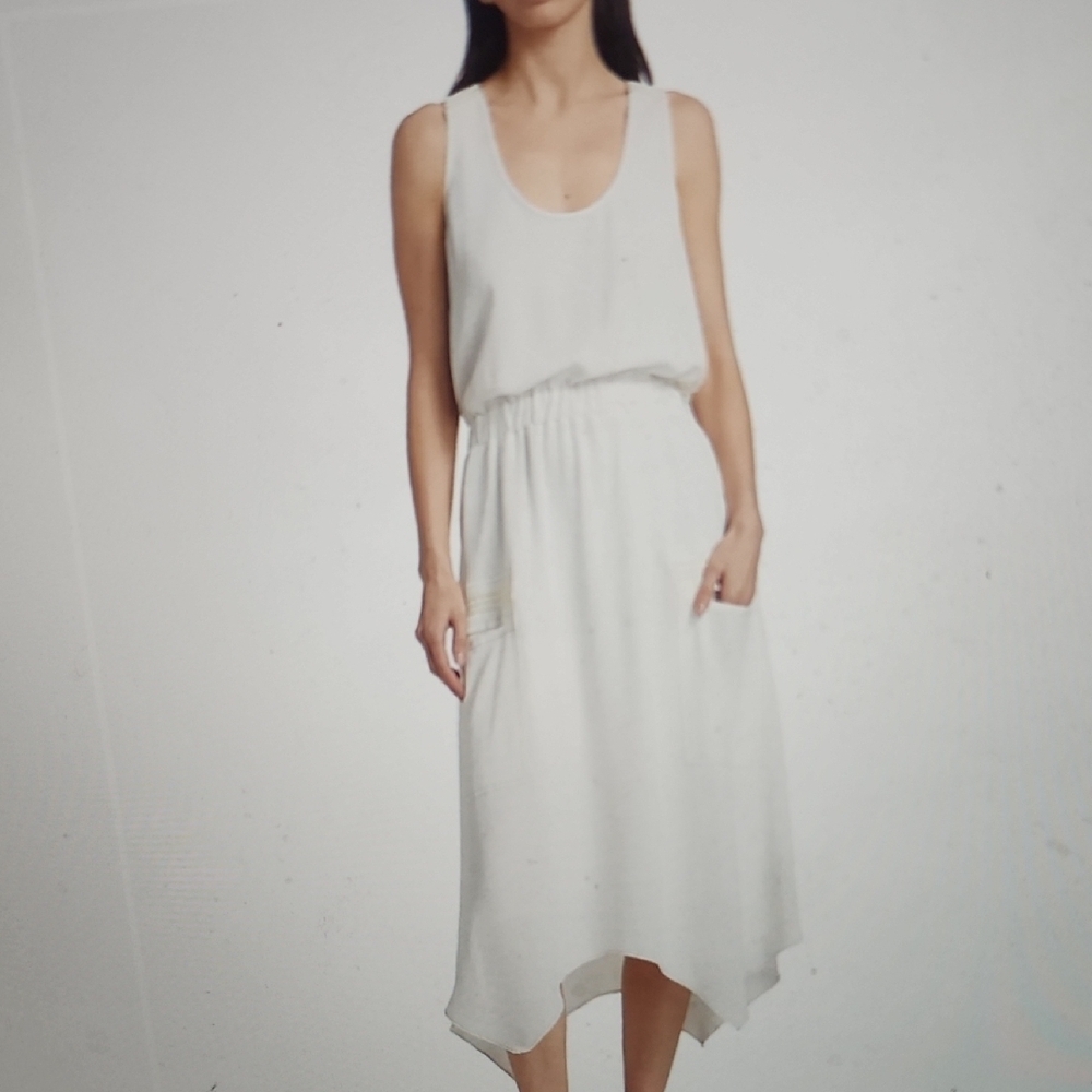 RAMY BROOK Embellished Asymmetrical Hem White Midi Dress Size M - Picture 2 of 7